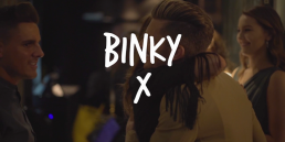 Brand collaboration fashion film featuring luxury lifestyle cinematography of TV personality Binky at an upscale party.