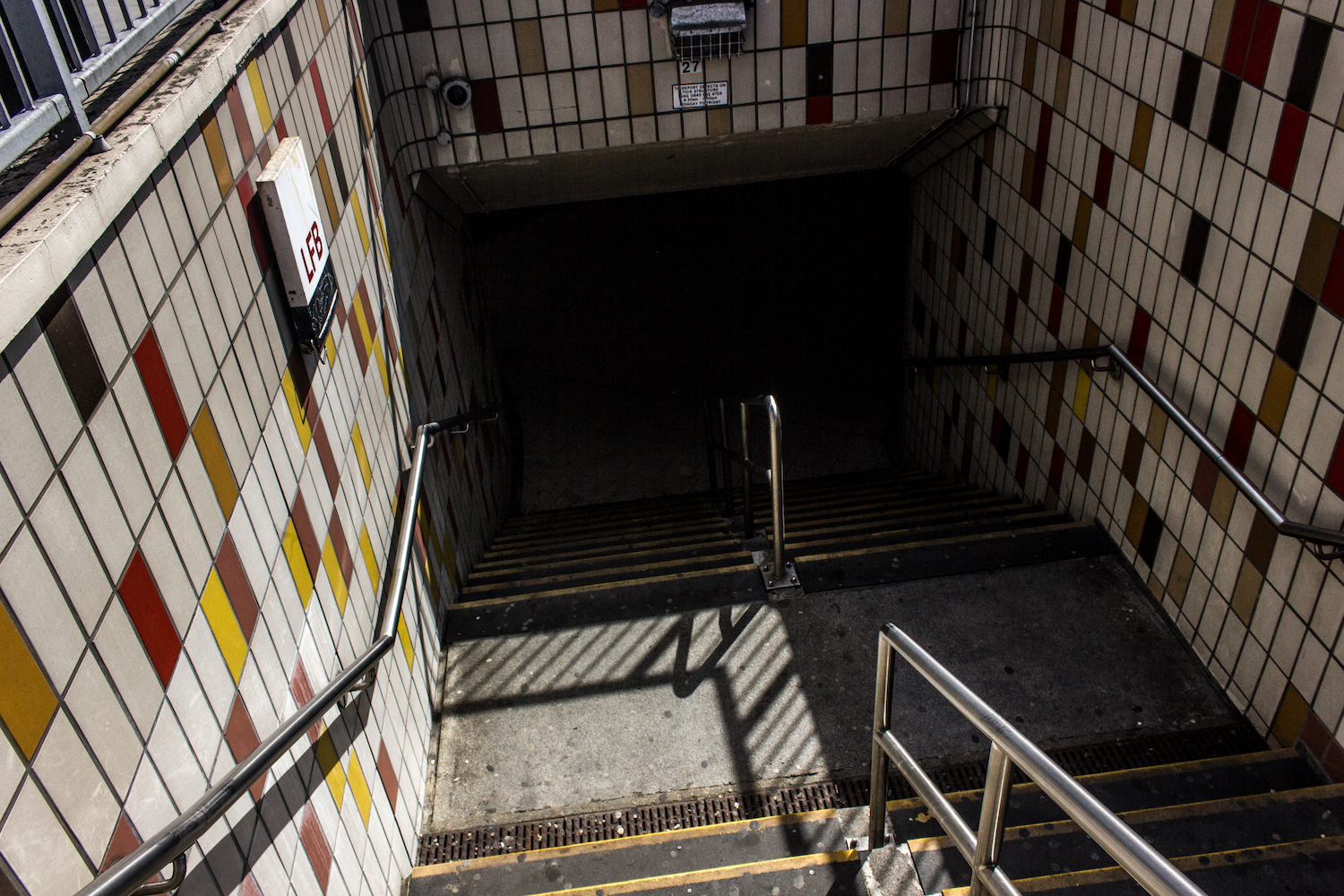 Professional Photography Exterior Descending Stairs To Station Subway In Gants Hill Train Station London